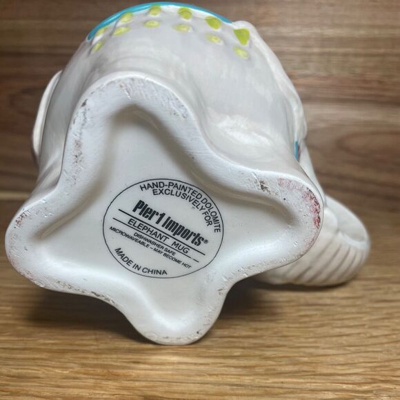 Pier One Circus Elephant 3D Mug Hand Painted Trunk Handle Quirky Kitsch Boho Zoo - Picture 5 of 5